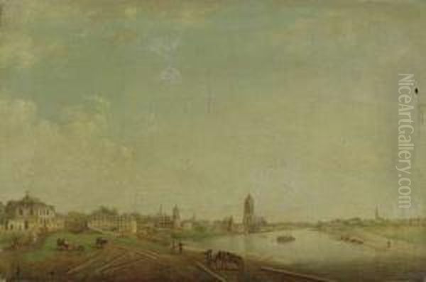 Blick Auf Frankfurt Von Der Abendseite Oil Painting by Friedrich Christian Zschoche