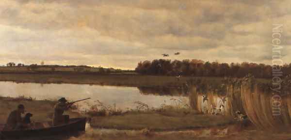 The duck shoot 1880 Oil Painting by Basil Bradley