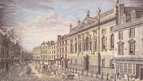 Ironmongers Hall and Fenchurch Street c.1750 Oil Painting by Thomas Bowles