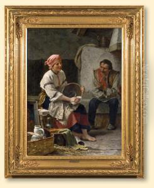 W Huculskiej Chacie Oil Painting by Julius Zuber