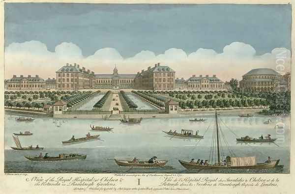 A View of the Royal Hospital at Chelsea and the Rotunda in Ranelaigh Gardens, 1751 Oil Painting by Thomas Bowles