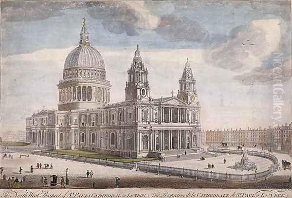 The North West Prospect of St Paul's Cathedral in London (2) Oil Painting by Thomas Bowles