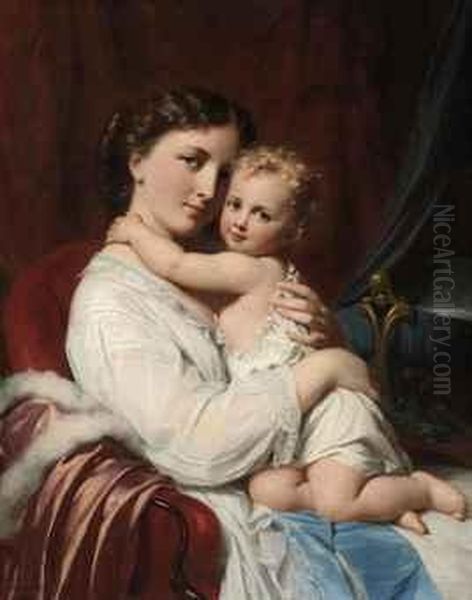 A Mother's Love Oil Painting by Fritz Zuber-Buhler