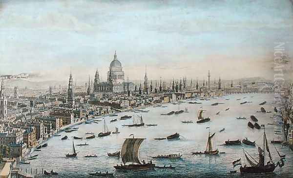 The South West Prospect of London, from Somerset Gardens to the Tower (2) Oil Painting by Thomas Bowles