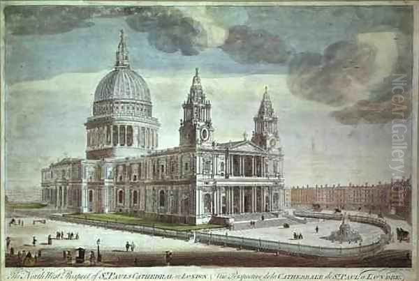 The North West Prospect of St Paul's Cathedral in London (1) Oil Painting by Thomas Bowles