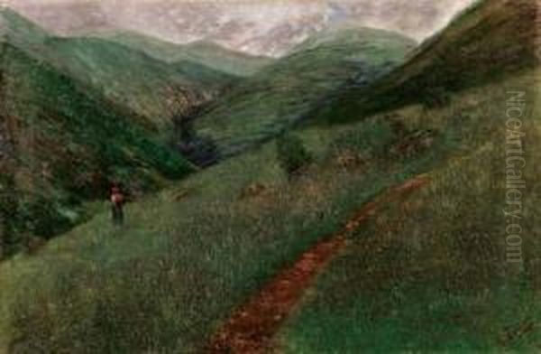 Paesaggio Montano Conpastorella Oil Painting by Arnaldo Zuccari