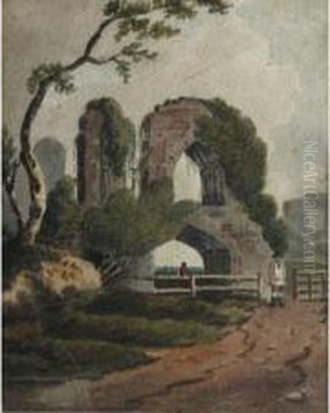 Rural Scene With Church Ruin And Figures Oil Painting by Antonio Zucchi