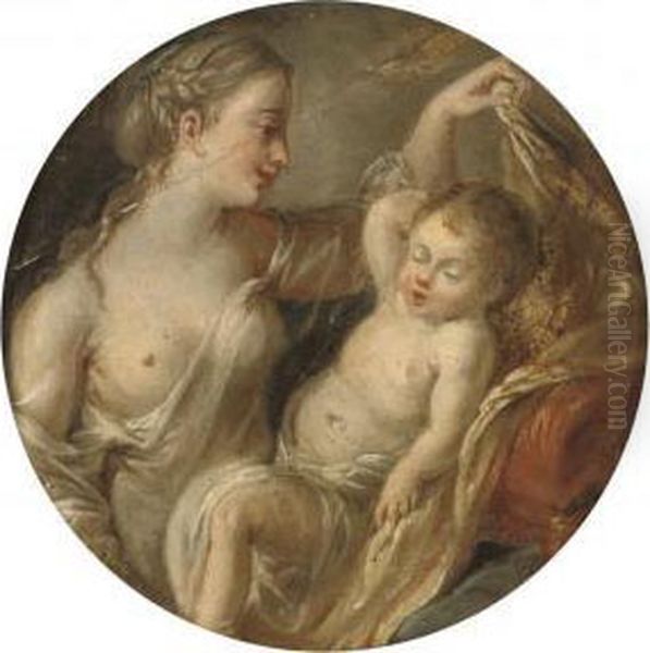 Venus And Cupid Oil Painting by Antonio Zucchi