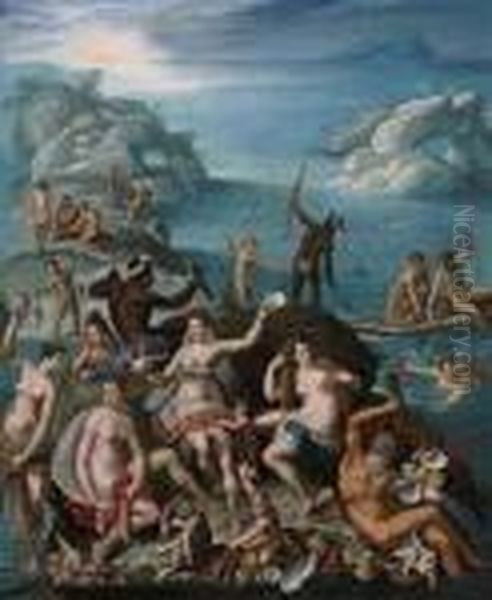 Allegory Of The Treasures Of The Sea Oil Painting by Jacopo Zucchi