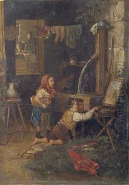 I Piccoli Pittori Oil Painting by Luigi Zuccoli