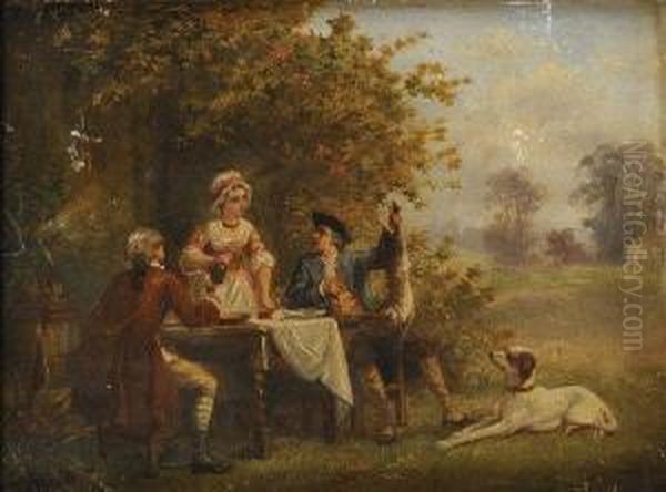 Amoureux A La Peche Oil Painting by Jan Jacob Zuidema Broos