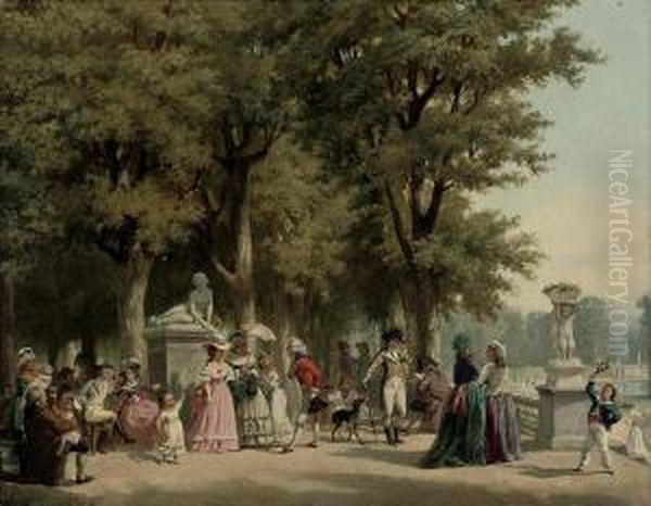 Les Tuilleries Sous Le Directoire Oil Painting by Jan Jacob Zuidema Broos