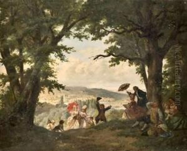 Le Dejeuner A La Campagne Oil Painting by Jan Jacob Zuidema Broos