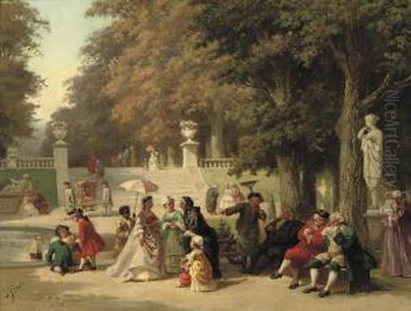 The Garden Party Oil Painting by Jan Jacob Zuidema Broos