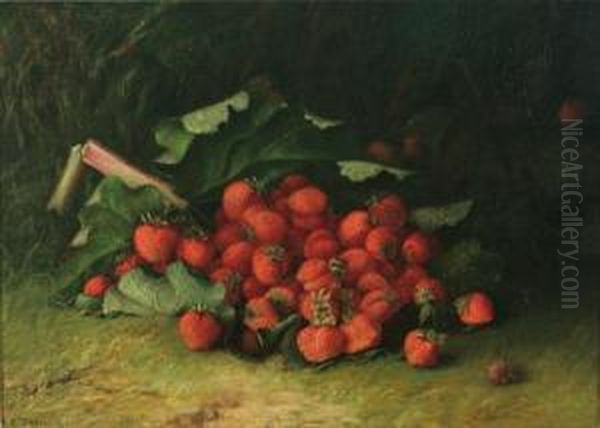 Still Life Of Strawberries On A Garden Floor Oil Painting by Abbie Luella Zuill