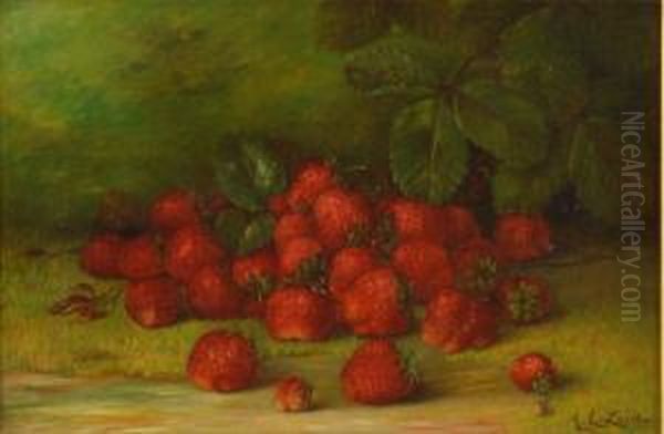 Still Life With Strawberries Oil Painting by Abbie Luella Zuill