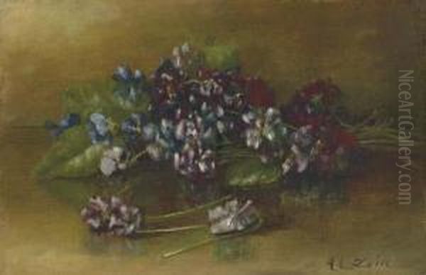 Still Life With Flowers Oil Painting by Abbie Luella Zuill