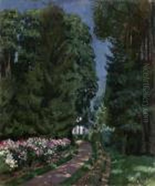 Garden Path Oil Painting by Stanislaw Zukowski