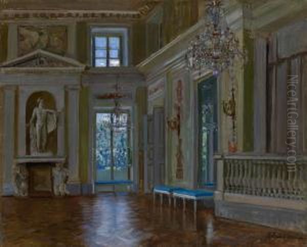 Ballroom Of The Lazienki Palace Oil Painting by Stanislaw Zukowski