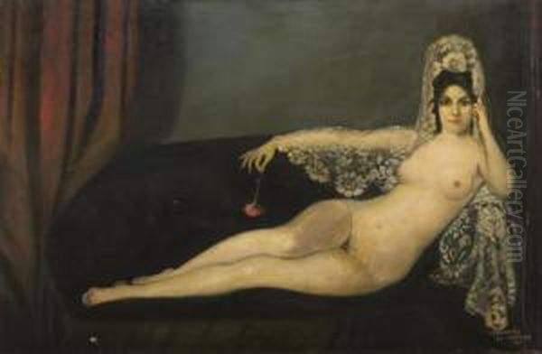 Odalisque Oil Painting by Ignacio Zuloaga Y Zabaleta