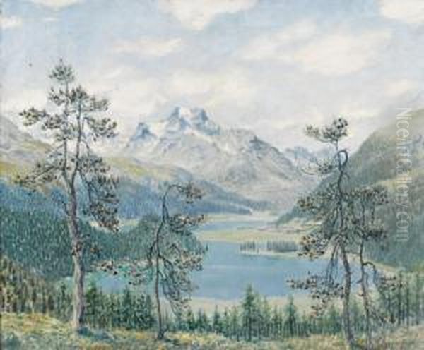 Blick Auf Den Silsersee Mit Piz De La Margna Oil Painting by Ernst Theodor Zuppinger