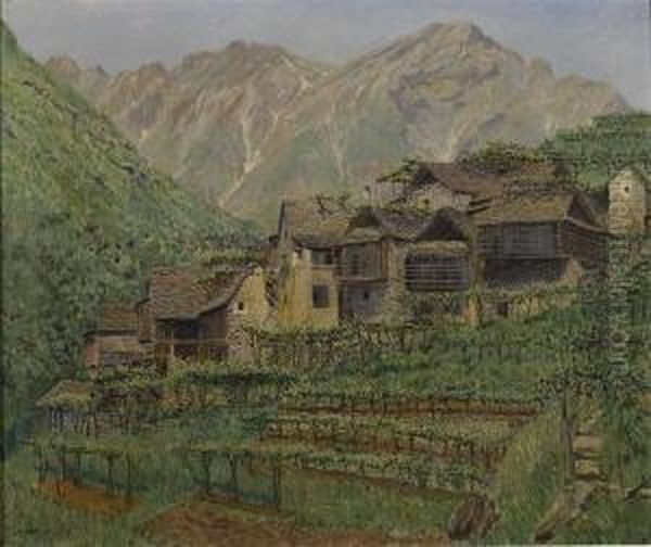 Gebirgsdorf Im Tessin. 1917. Oil Painting by Ernst Theodor Zuppinger