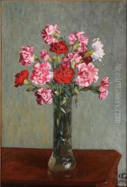 Carnations - A Floral Still Life Oil Painting by C.G. Zuzarren