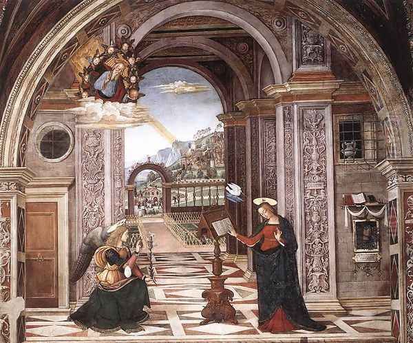 Annunciation Oil Painting by Bernardino di Betto (Pinturicchio)