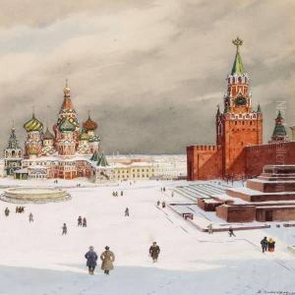 The Red Square Oil Painting by Boris Zvorykine