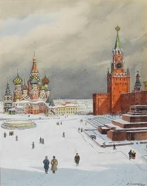 Red Square Oil Painting by Boris Zvorykine