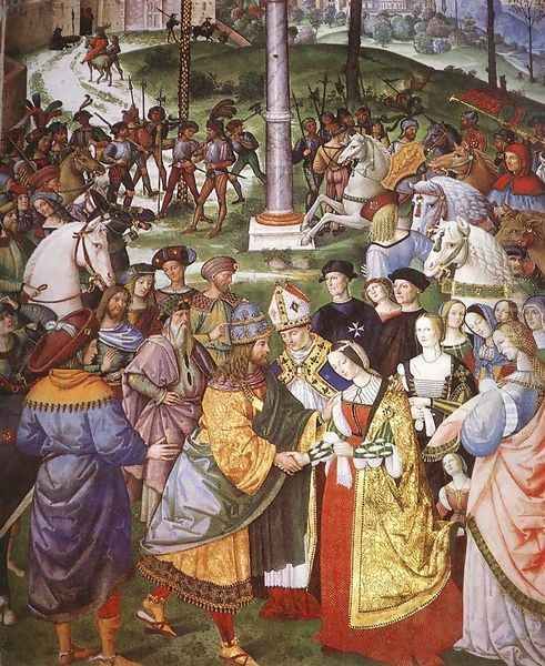 Aeneas Piccolomini Introduces Eleonora of Portugal to Frederick III 1502-08 Oil Painting by Bernardino di Betto (Pinturicchio)