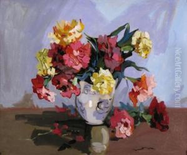 Floral Still Life Conserved And Cleaned For Sale Oil Painting by John Zwara