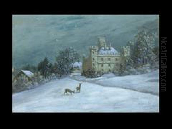 Schloss Berg Am Starnberger See Oil Painting by Anton Georg Zwengauer