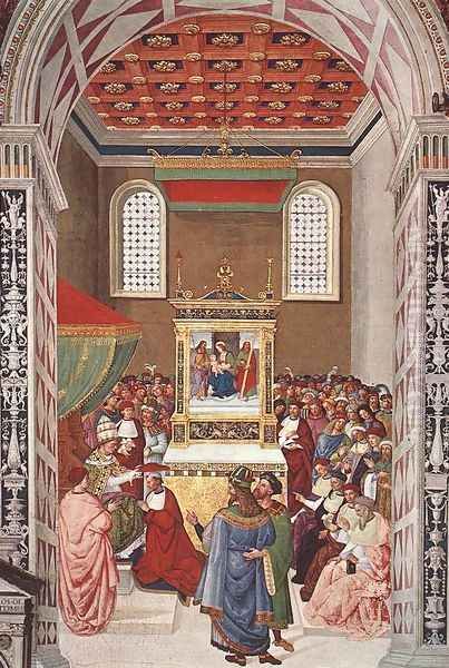 Piccolomini Receives the Cardinal Hat 1502-08 Oil Painting by Bernardino di Betto (Pinturicchio)