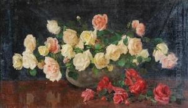 Roze W Wazonie Oil Painting by F. Zygmuntowicz