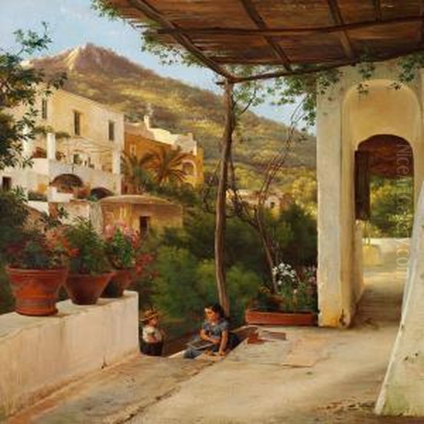 En Loggie Fra Amalfi Oil Painting by Carl Frederick Aagaard