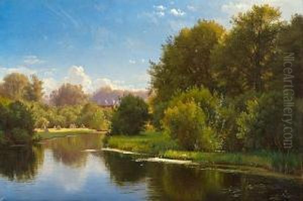 Landscape With A Stream Oil Painting by Carl Frederick Aagaard