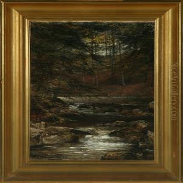 Forest Scenery With A Stream Oil Painting by Carl Frederick Aagaard