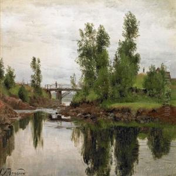 Scenery From The Mouthof A Stream Oil Painting by Carl Frederick Aagaard