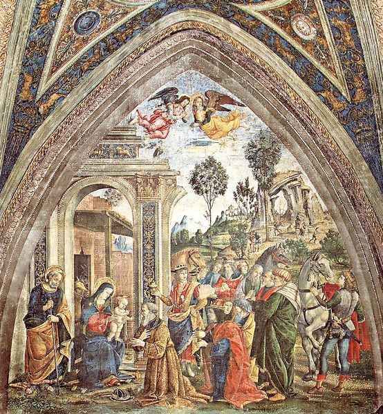 The Adoration of the Magi Oil Painting by Bernardino di Betto (Pinturicchio)