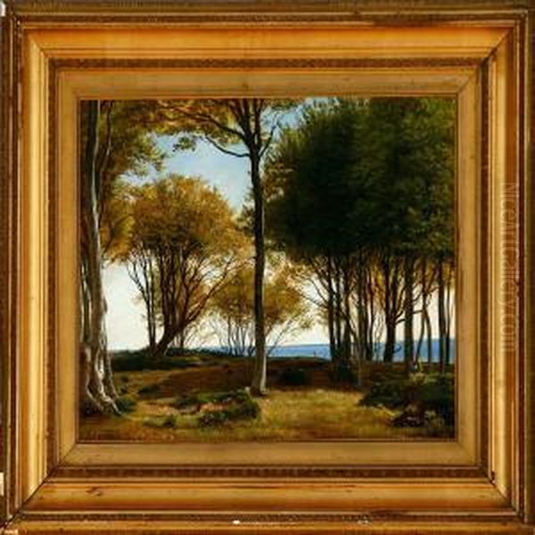 A Summer Day With A Glade And And A View To The Sea Oil Painting by Carl Frederick Aagaard