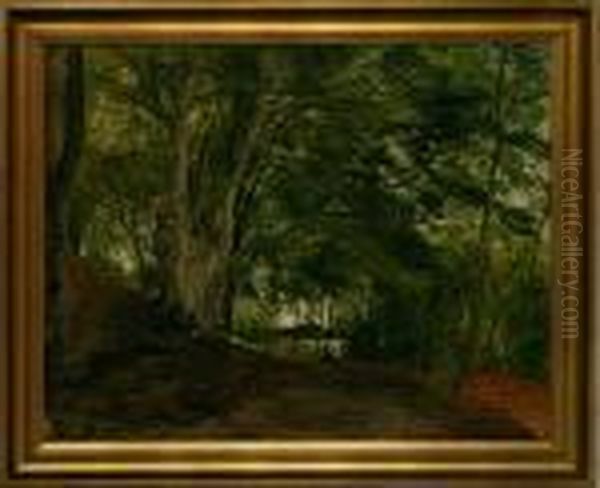 A Study Of A Forest Glade. Unsigned. Inscribed On The Strecher C. F. Aagaard Oil Painting by Carl Frederick Aagaard