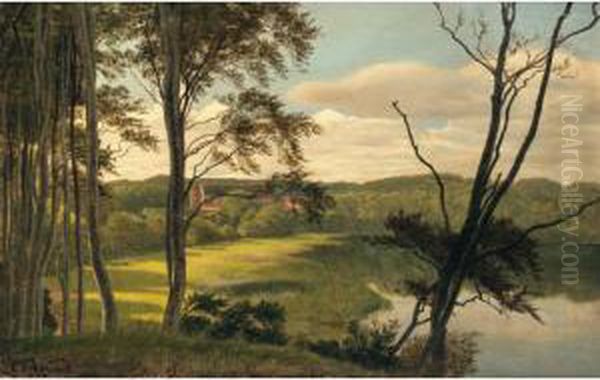 Visborg Gaard (the House At Visborg) Oil Painting by Carl Frederick Aagaard