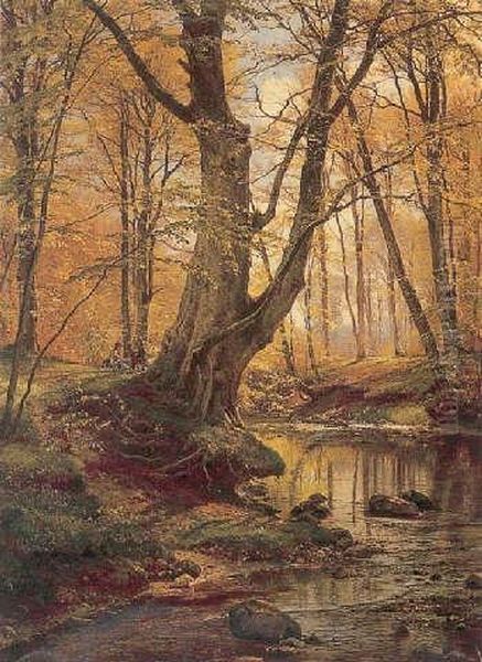 Afternoon By The Stream Oil Painting by Carl Frederick Aagaard