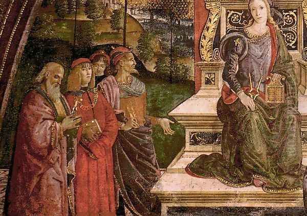 The Arithmetic (lower left view) Oil Painting by Bernardino di Betto (Pinturicchio)