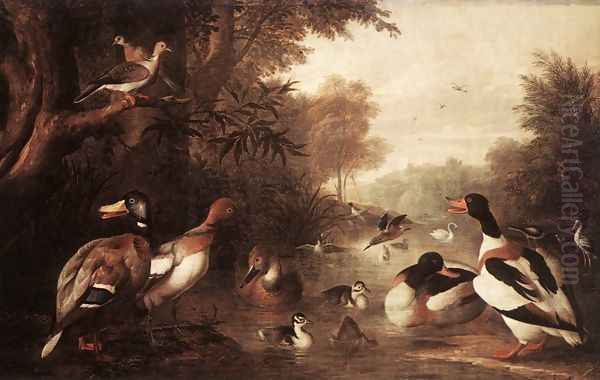 Landscape with Ducks Oil Painting by Jakab Bogdany