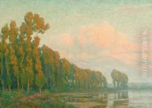 L'etang A La Lisiere: Evening Falls Oil Painting by Pierre Abatucci