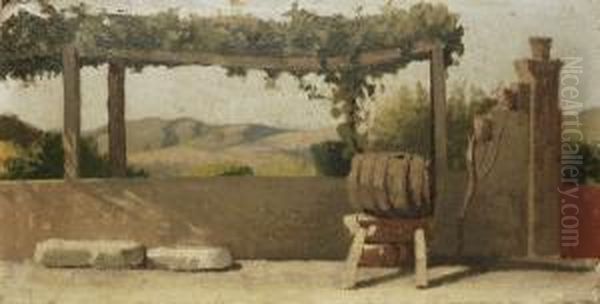 Il Pergolato Della Casa Di Diego Martelli A Castiglioncello Oil Painting by Giuseppe Abbati