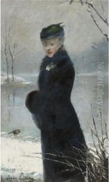 A Winter Stroll Oil Painting by Louise Abbema