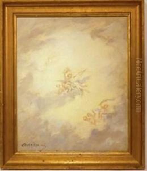  Putti Dans Des Nuees  Oil Painting by Louise Abbema